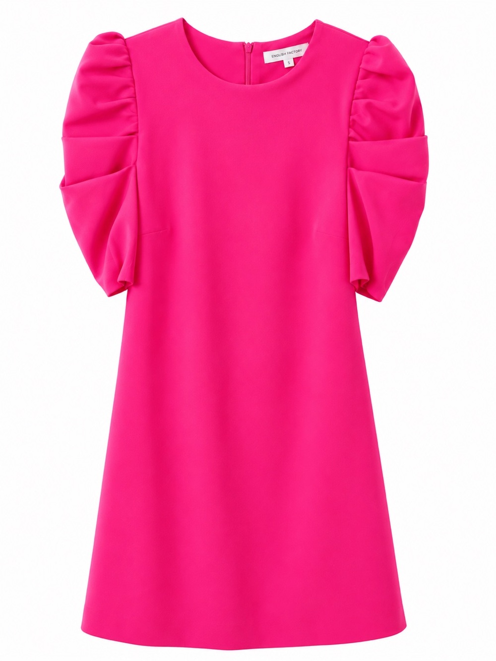 Alice + Olivia Bright Hot Pink Puff Sleeve Shift Dress